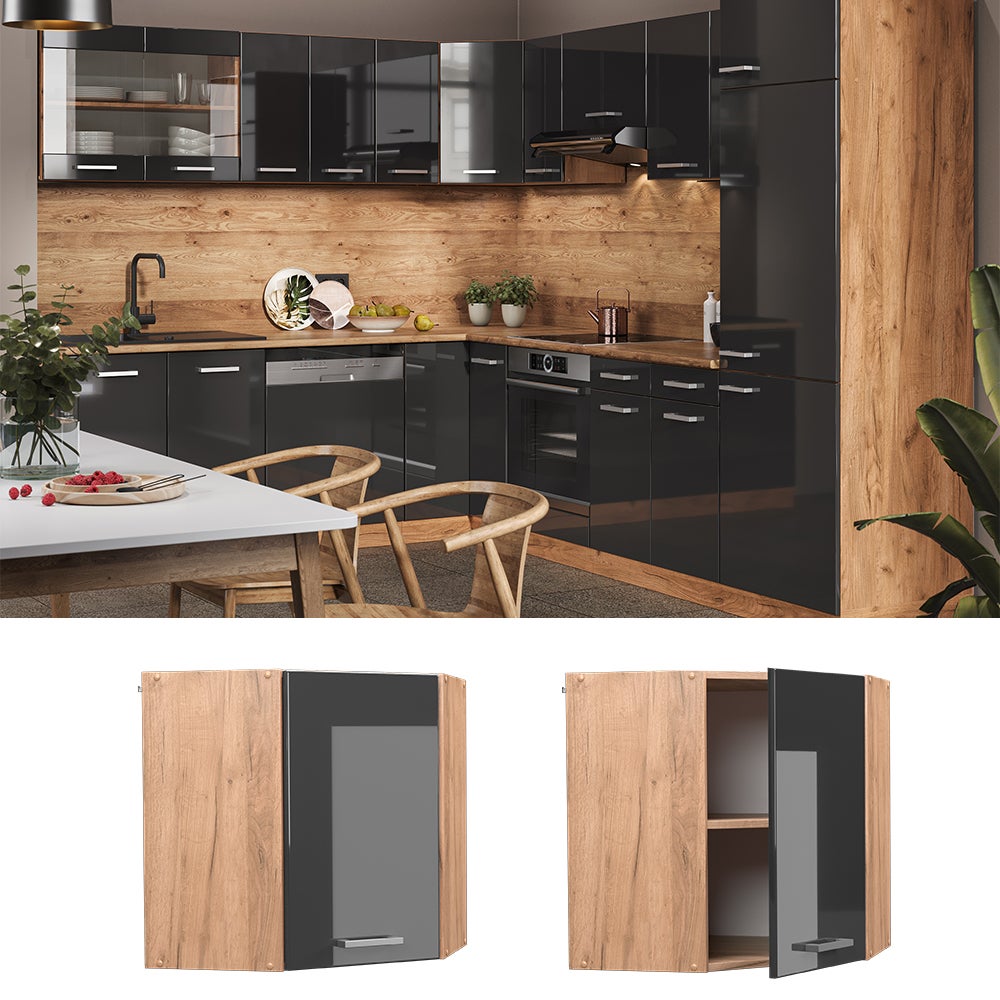 Vicco Elément haut de cuisine R-Line, Anthracite Haute brillance, 57cm - 2
