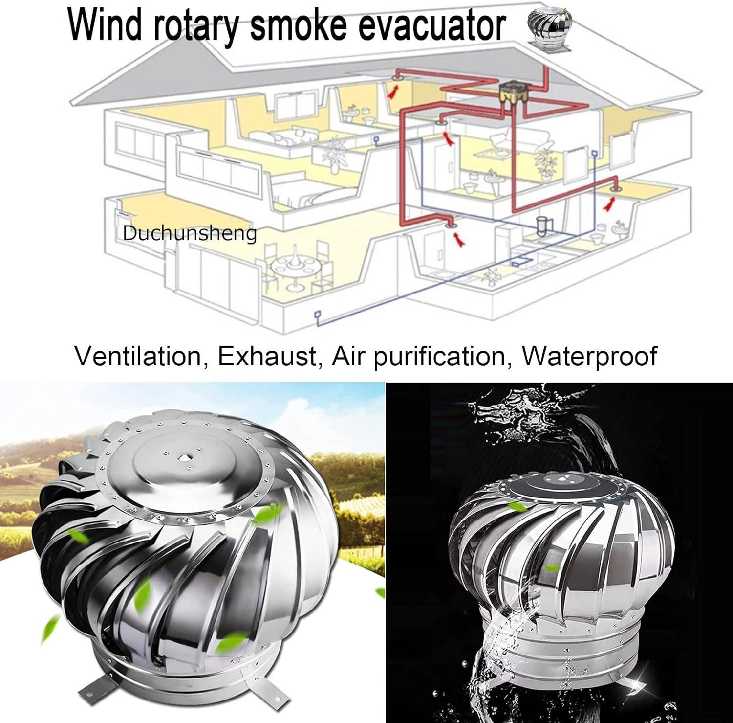 Sortie de toit, Extracteur de fumées rotatif éolien en inox base ronde, chapeau de cheminée, toutes dimensions, Ø 160 mm - 5