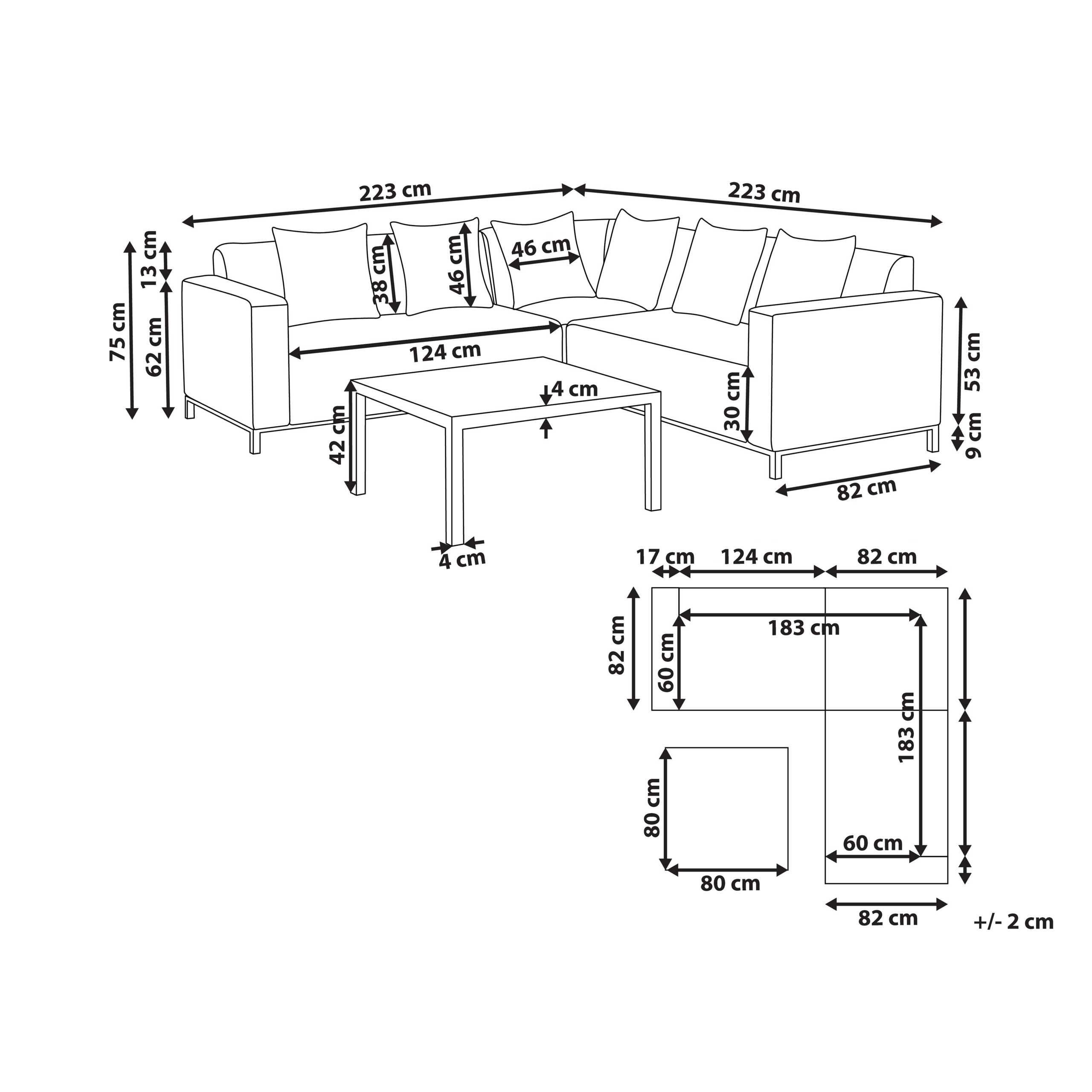 Set di divani angolari da giardino 5 posti BELIZE Lato destro Modulare Beige - 3