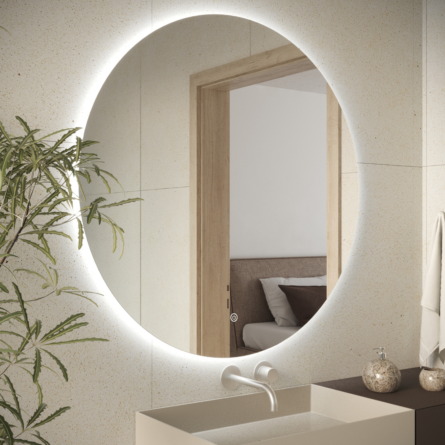 LOMAZOO Miroir salle de bain Dallas avec LED 80 cm rond - 3