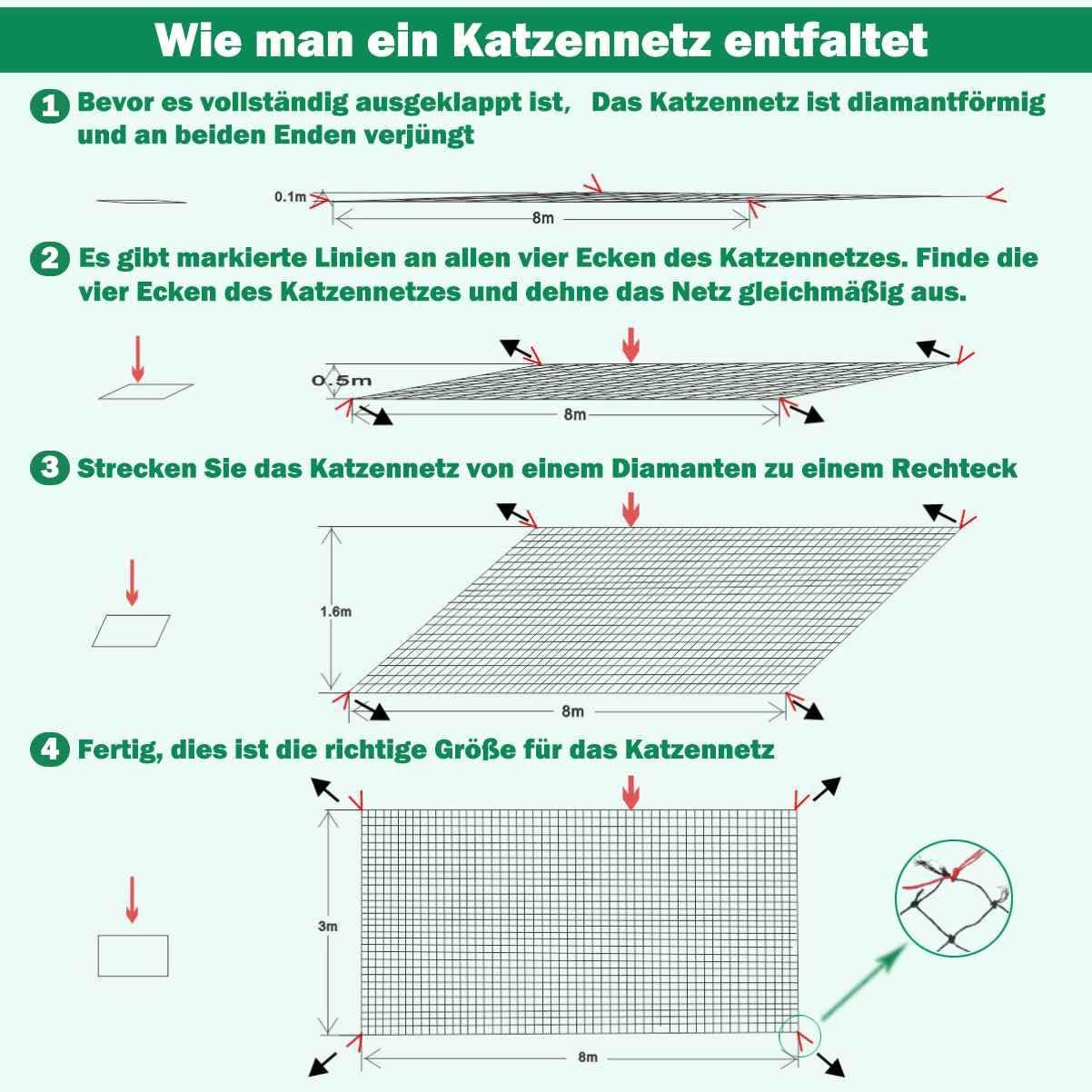 Filet de protection pour chat de balcon- résistant-anti-morsures-anti-âge-pour balcon et fenêtre (noir) 8 x 3 mètres - 4