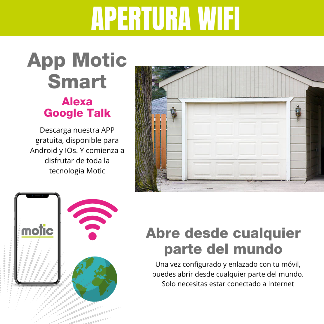 MOTOR PUERTA SECCIONAL CON WIFI Y MANDOS, NUEVA TECNOLOGIA HASTA 15 m2 DE PUERTA MOOVE SMART CORREA. Motic - 2