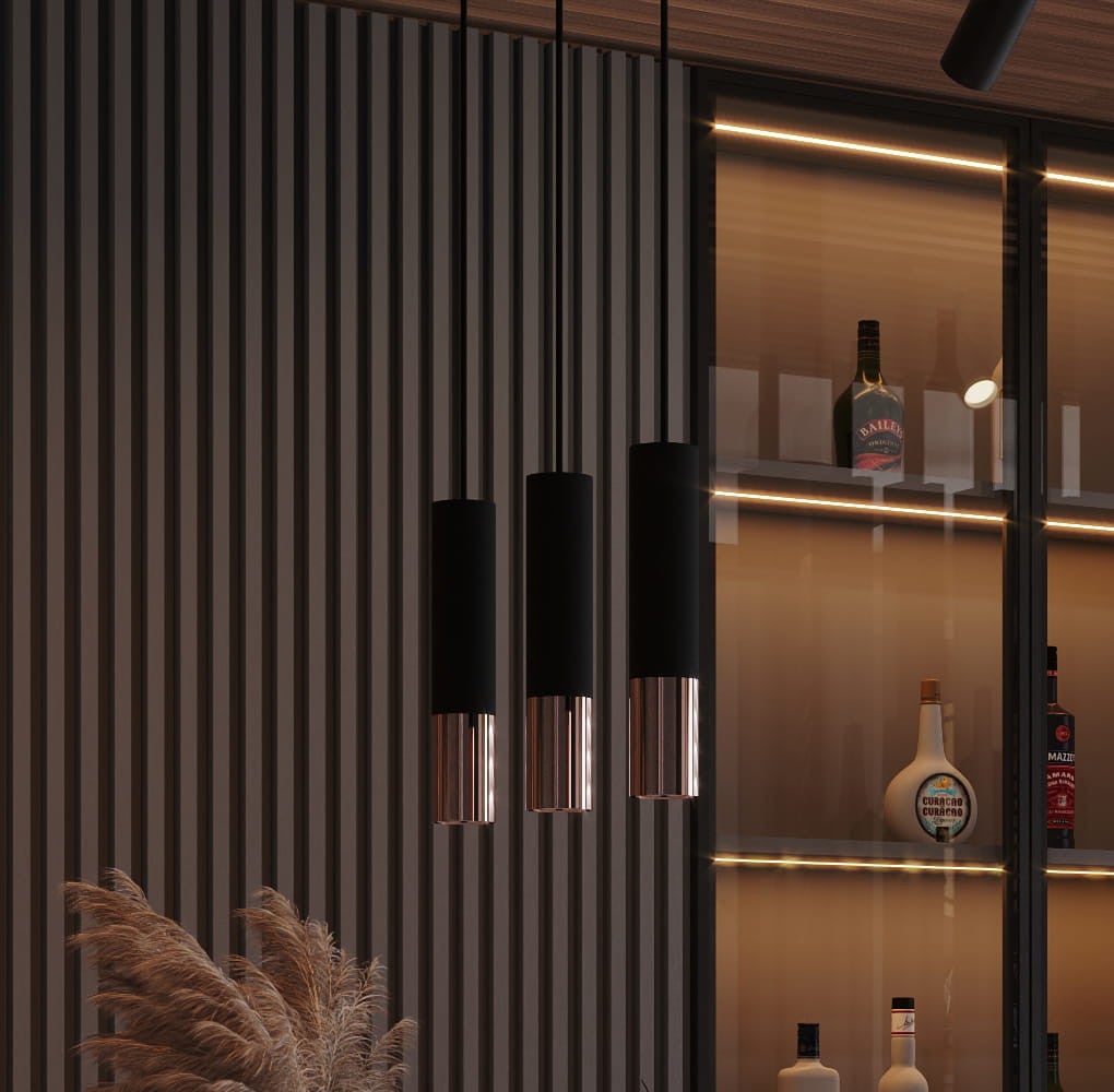 Lampa wisząca Loopez czarno-miedziana 3xGU10x40W wym: 100 x 29 x 29 cm metal Sollux Lighting - 8