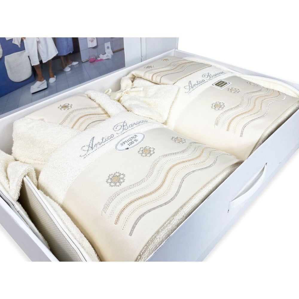 SALLE DE BAIN COMPLÈTE EN SPUGNA Brodé Antique Baroque 14 PIÈCES IDÉE DE MARIÉE - 3