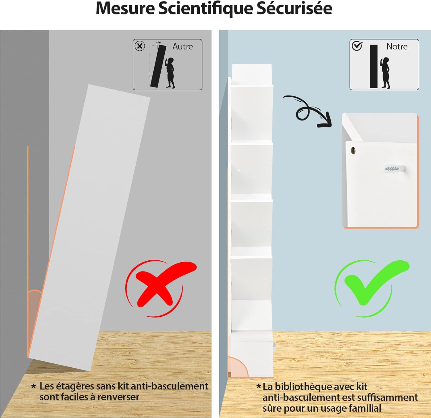 Libreria ad Albero in Legno, Scaffale a 10 Ripiani con Cassetto, Portaoggetti Autoportante per Soggiorno, Studio e Ufficio, 38 x 21,5 x 149,5 - 4