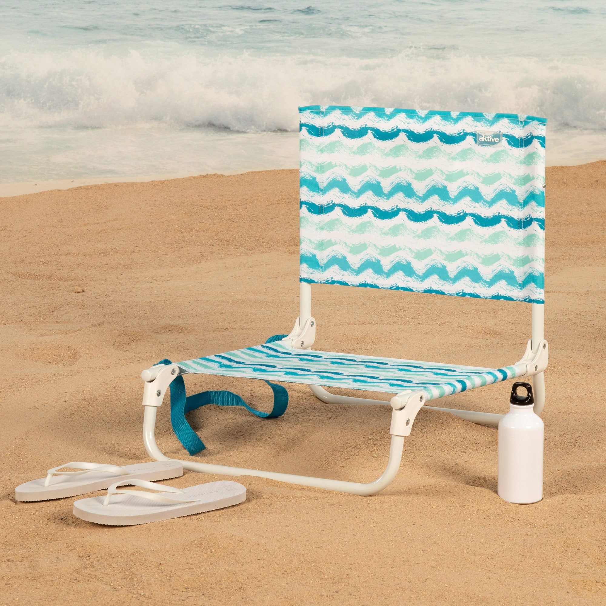 Aktive Chaise de plage basse pliante avec structure en acier et assise en polyester - 2
