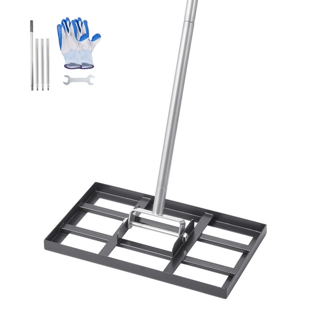 Rastrillo Nivelador de Césped,VEVOR 431 x 254 x 2140 mm,Nivelador de Acero al Carbono Resistente a la Herrumbre,Herramienta para Jardín/Golf