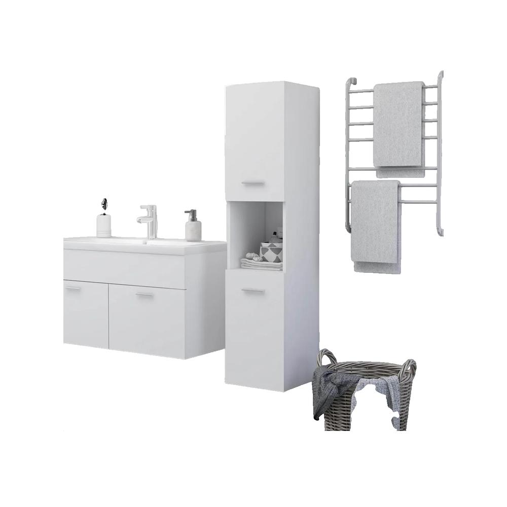 Vidaxl Armario De Baño Madera Contrachapada 30X30x130 Cm Blanco , Leroy Merlin