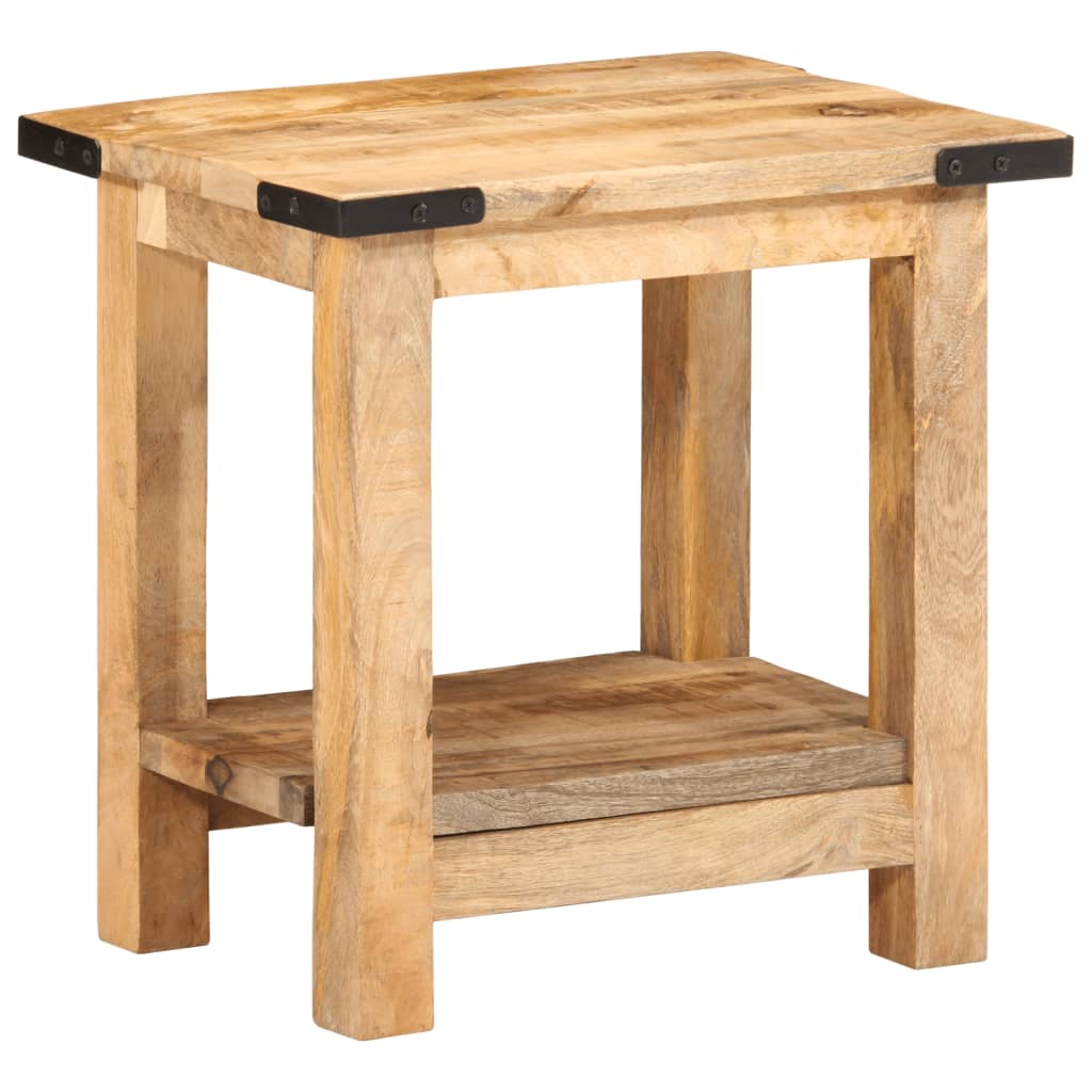 Table D'appoint En Manguier - Dimensions 66x30x20 Cm, Style Vintage, Pied Tourné, Plateau à Lattes, Livrée Montée