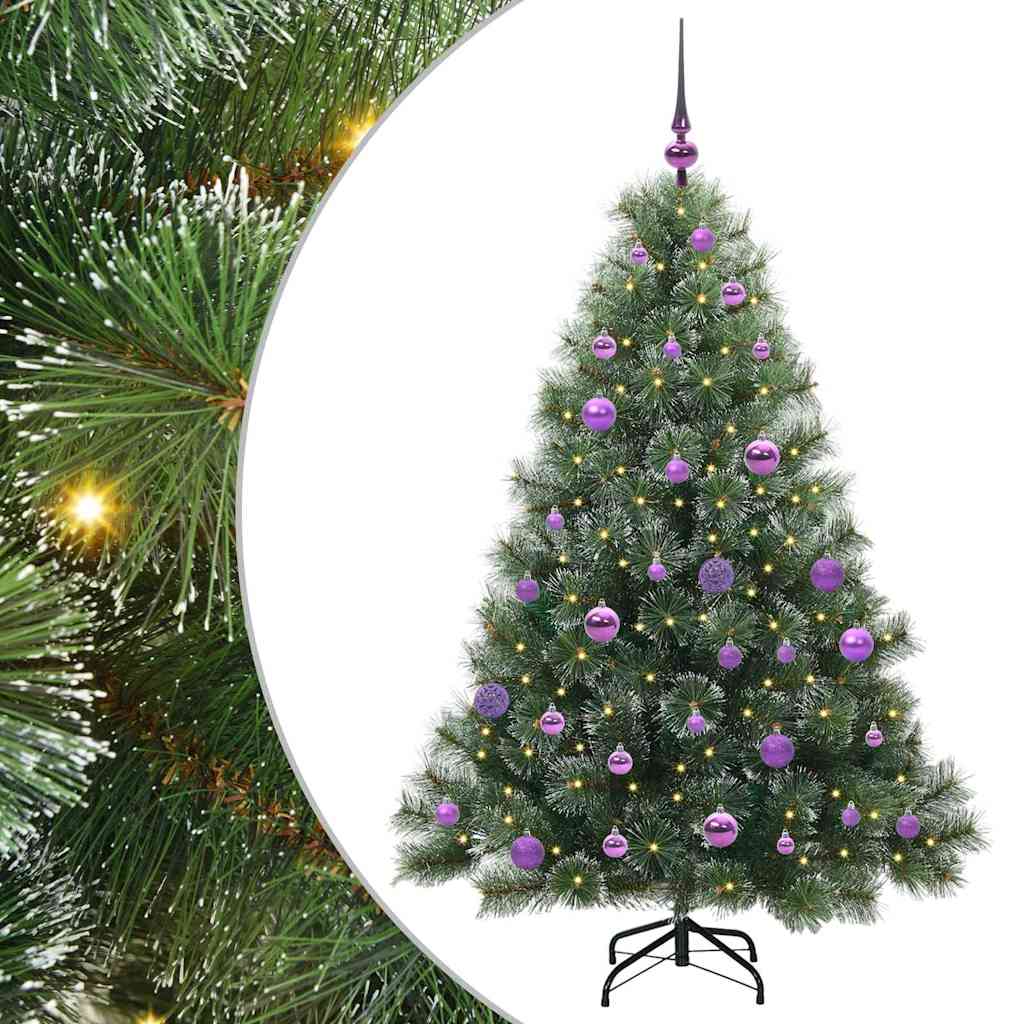 Sztuczna choinka z 150 diodami LED Zielony 150 cm PE i PVC