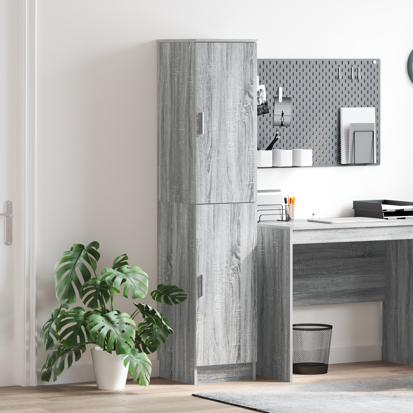 Vidaxl Cabinet Buffet Sonoma Mdf Mediano Cabinet Buffet Gris , Leroy Merlin