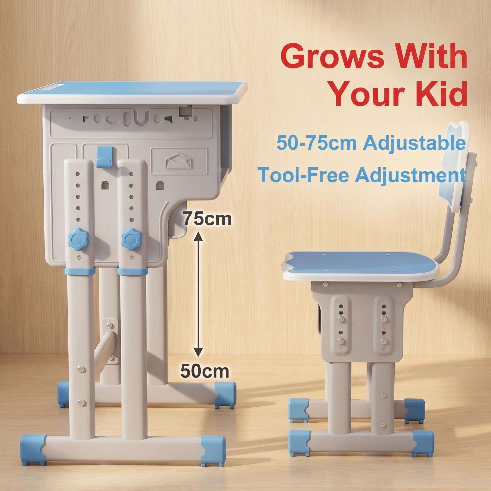 Ensemble de bureau et chaise pour enfants à hauteur réglable, design ergonomique, stable, idéal pour la croissance des enfants - 5