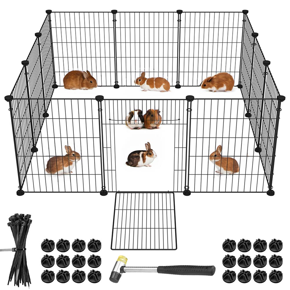 AIYAKA Recinzione Da Giardino In Metallo - Confezione Da 10 Pannelli, Barriera Per Animali (Cani, Conigli) - Aiuole E Bordure, Colore Nero
