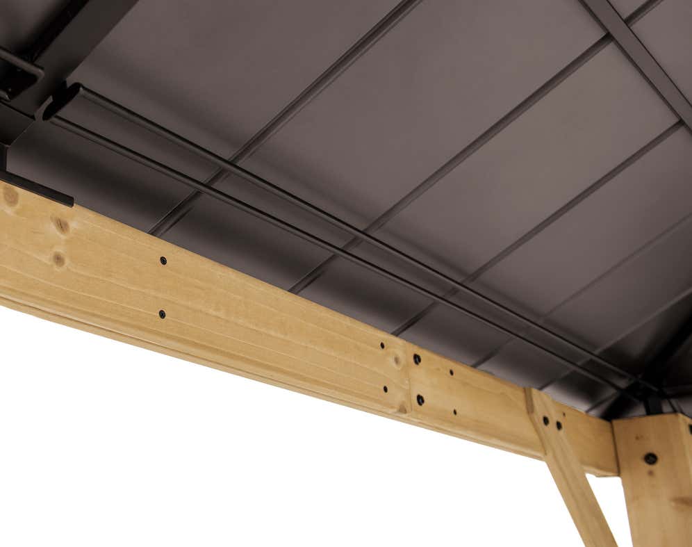 Pavillon de jardin Bruri Sunjoy, 3.9x3.4m dim. ext. (cas échéant incl. débord de toit) naturel, épaisseur paroi : 13,2m² superficie totale - 2