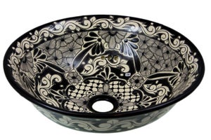 Lavabo mexicain en céramique à poser avec relief Lorena Prima - Lavabo