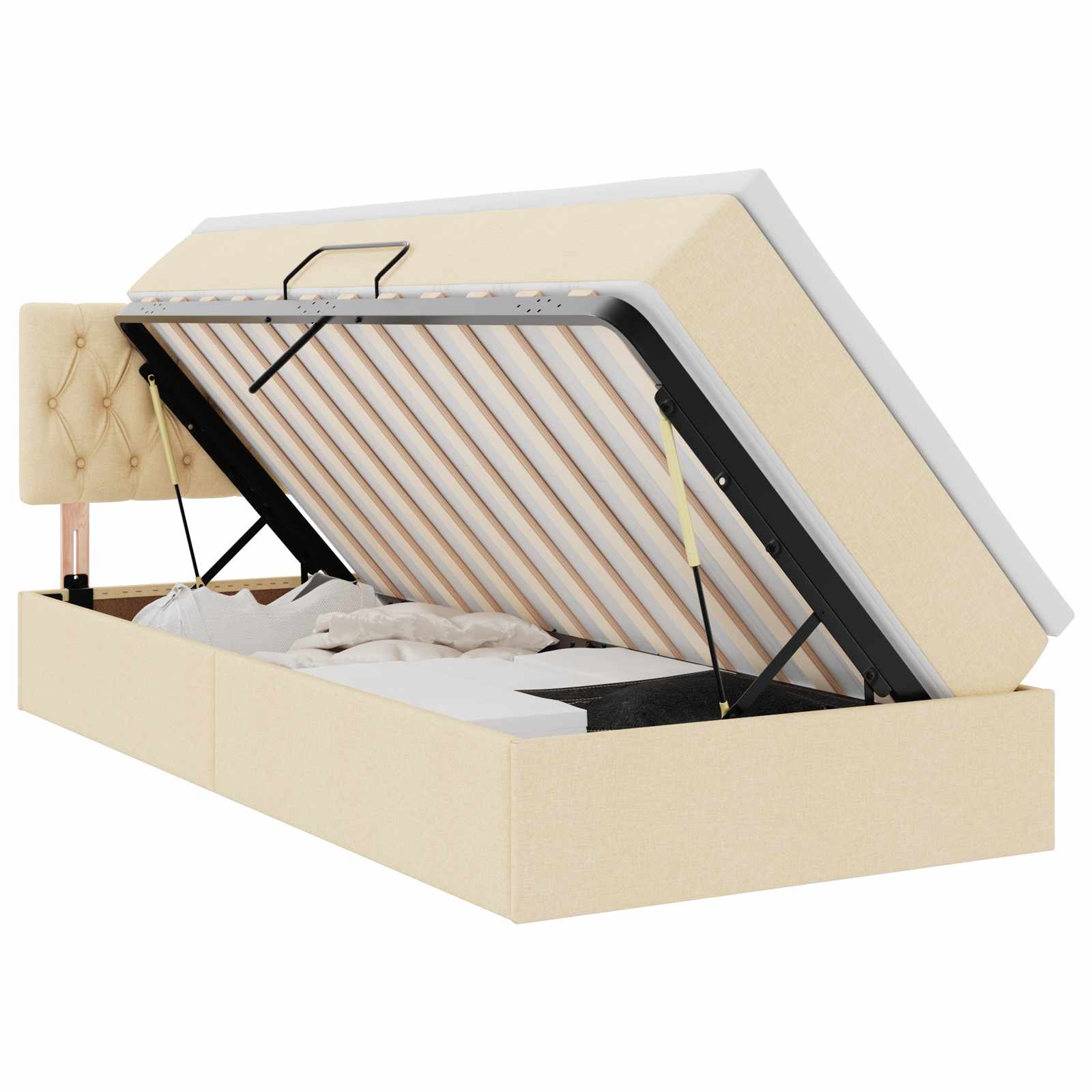 Lit avec rangement et matelas crème 90 x 190 cm velours - 2