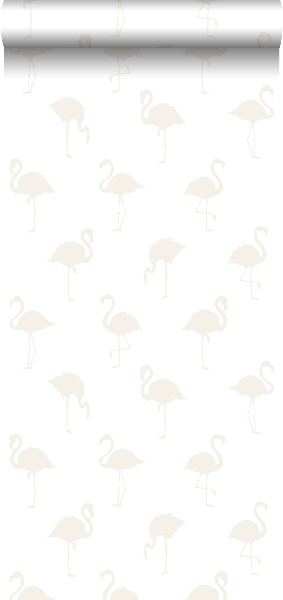 Papel pintado flamencos plata y blanco - 53 cm x 10.05 m - estahome