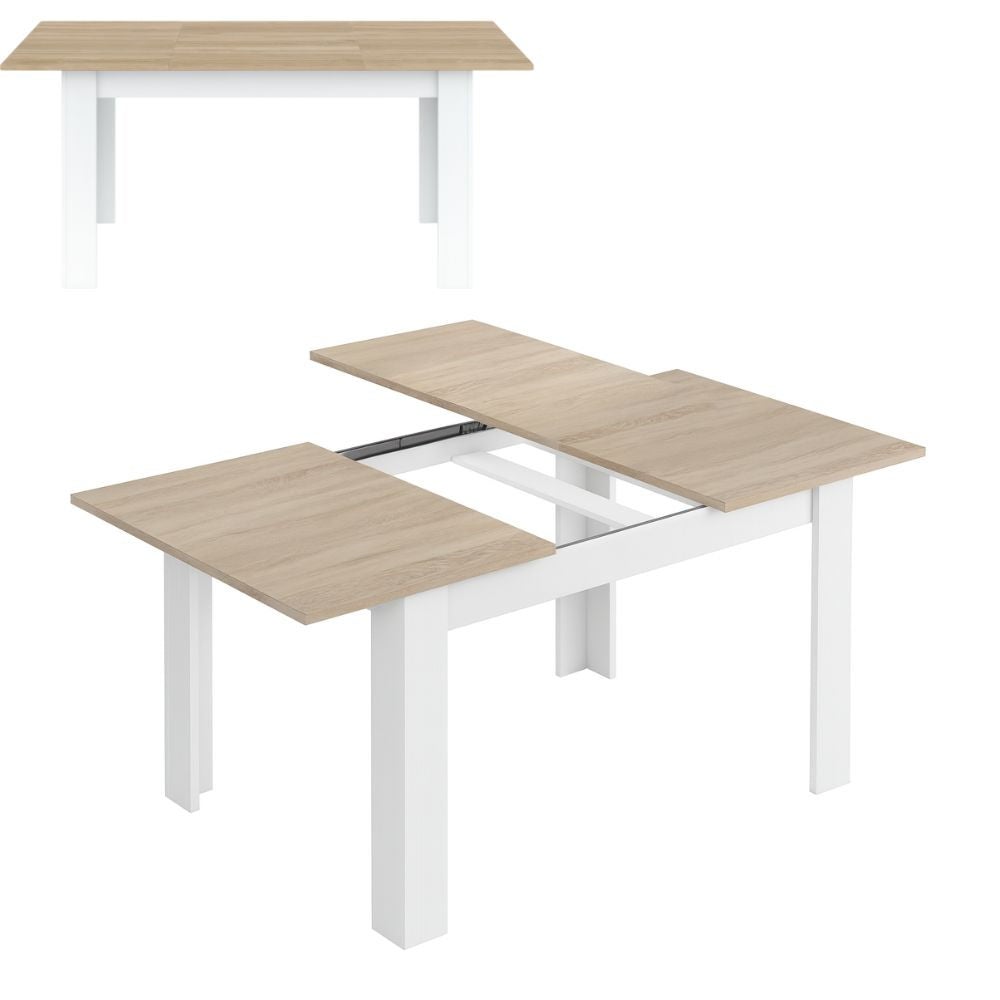 Tavolo da Pranzo Allungabile Moderno Ripiano Estensibile in Legno Melaminico Bianco Rovere cm 140/190x90x78h cm - 7