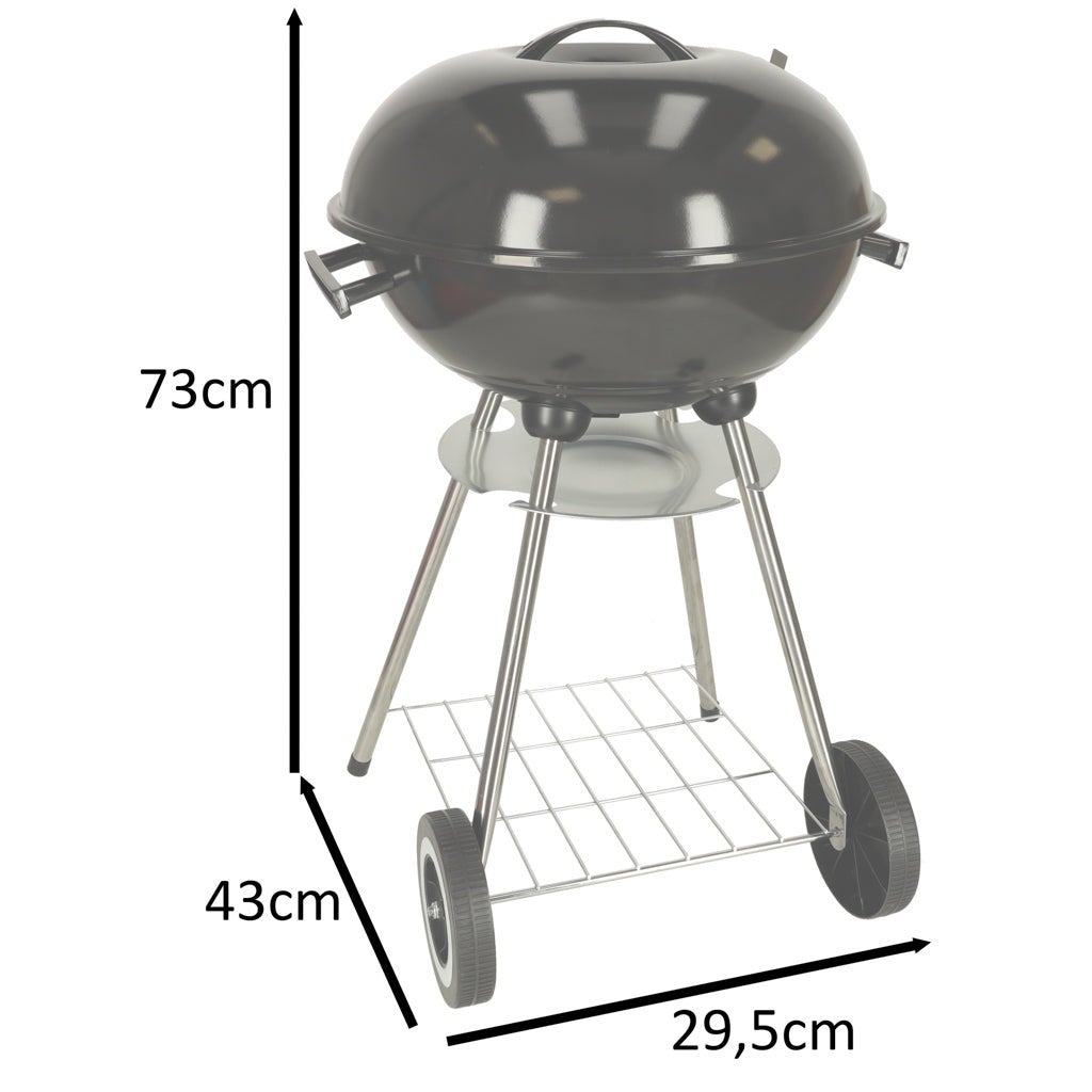 Barbecue Charbon De Bois Lone Star Ø45 Cm - Avec Couvercle, Cendrier Amovible Et Roues