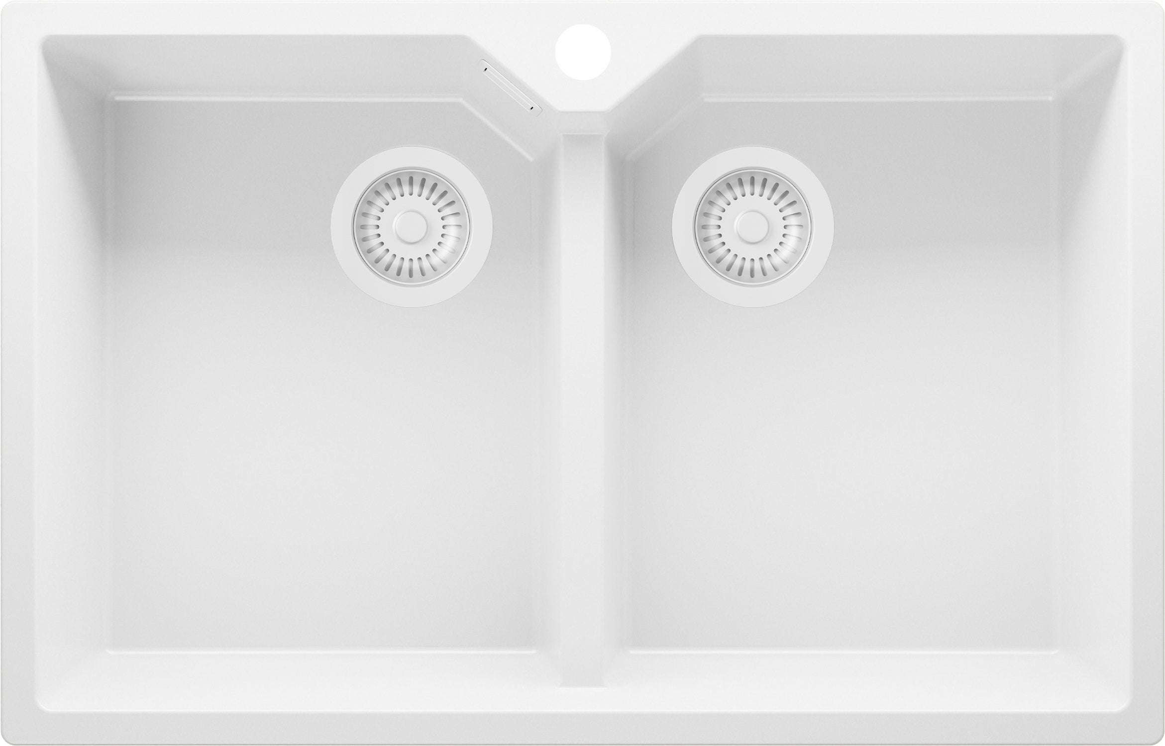 Zlewozmywak Cały Biały 78x50cm, Zlew Kuchenny 2 Komorowy + Syfon, Nablatowy do szafki od 80cm - Madryt Twin PRIMAGRAN