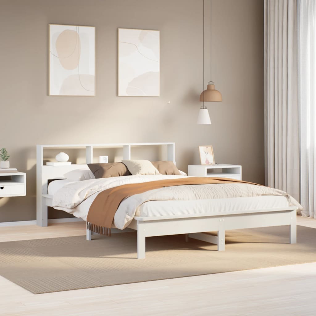 Rama łóżka bez materaca, biała, 150x200 cm, lite drewno sosnowe vidaXL