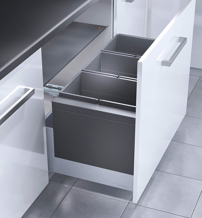 Poubelle encastrable 3 bacs pour meuble coulissant 90L (28+28+28) Hailo Triple XL - 2