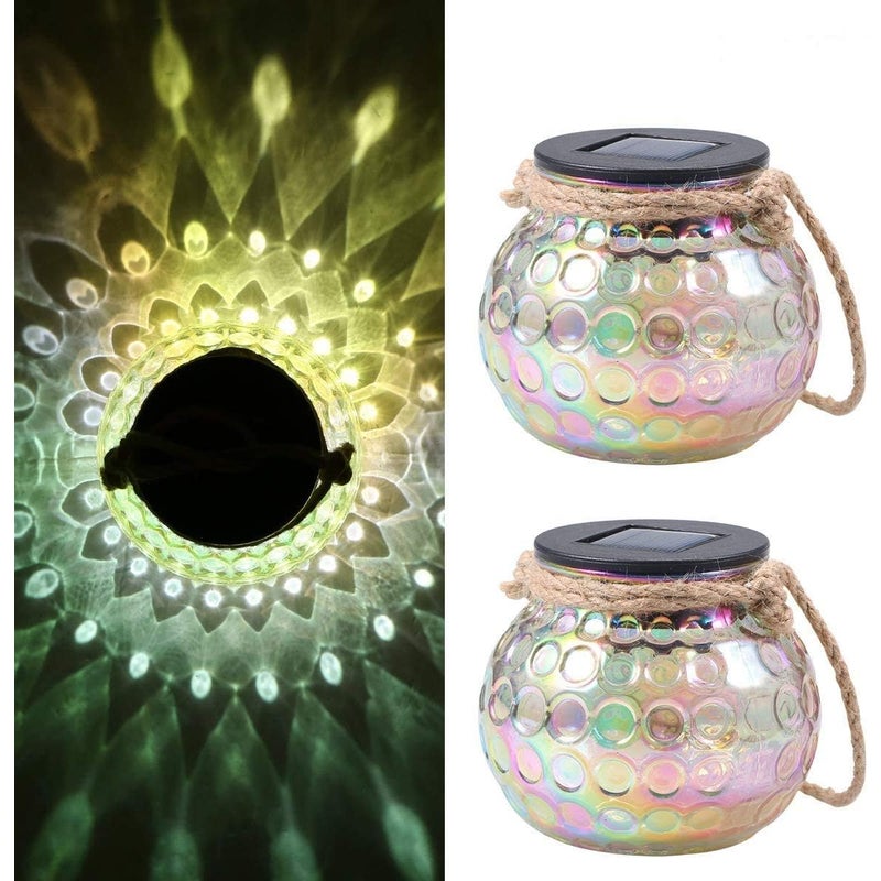 Zestaw 2 szklanych lamp solarnych Tomshine - Solarna lampa stołowa - Wodoodporna IP65 - Do ogrodu, na dziedziniec.