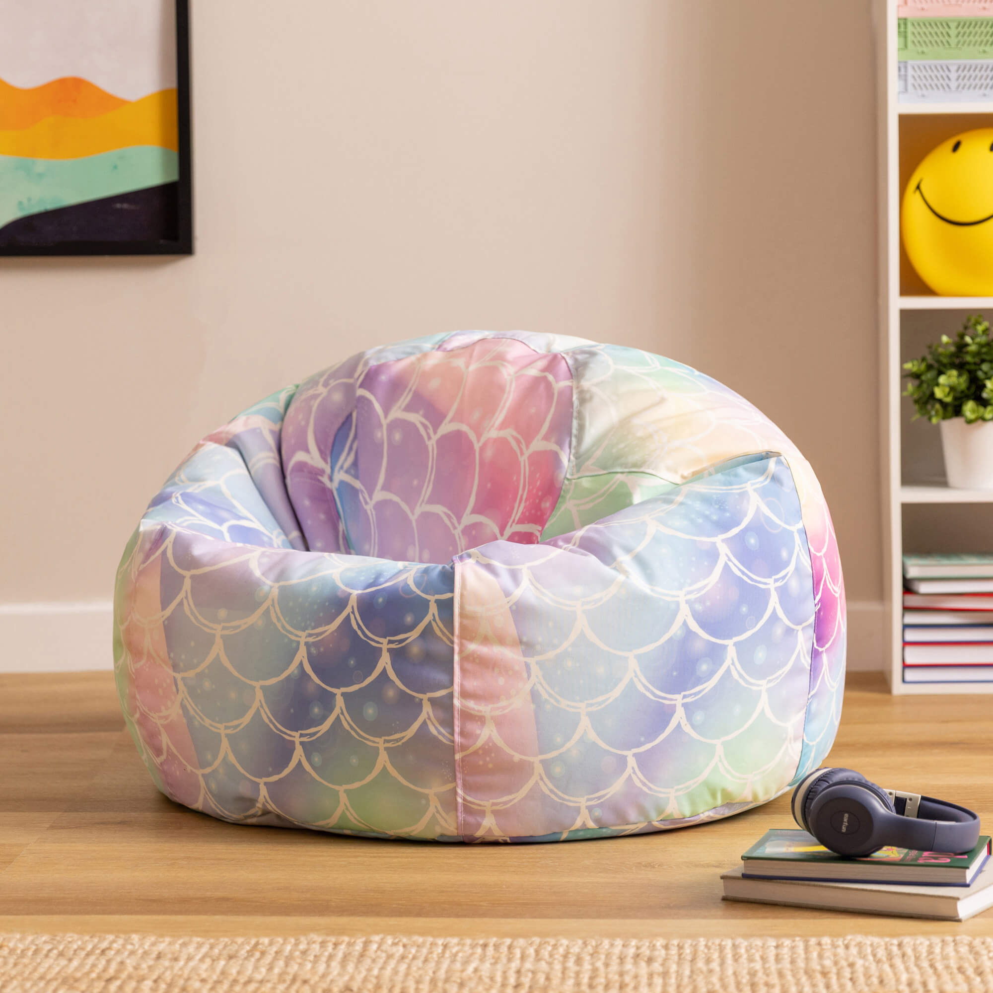 Pouf fauteuil classique large enfant intérieur extérieur à imprimé sirène, chambre, salon, jardin, 80x80cm Oeko-Tex® - 2