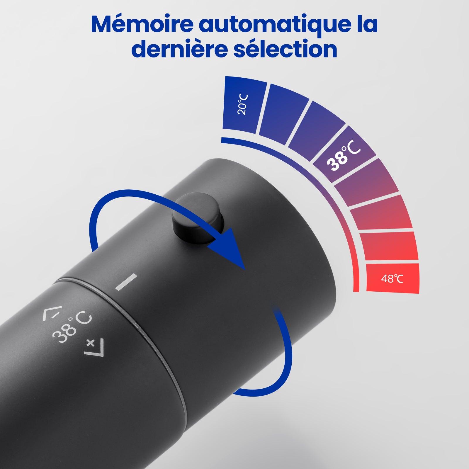 Mitigeur Thermostatique Robinet Douche, Thermostatique de Douche Murale avec Serrure Sécurité 38 ℃ Mitigeur pour Douche ,Noir - 7