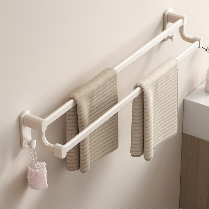 BYSER Set Porte-serviettes Adhésif Sans Perçage – Barre 39 Cm + 2 Crochets – Acier Inox 304 – Design Moderne