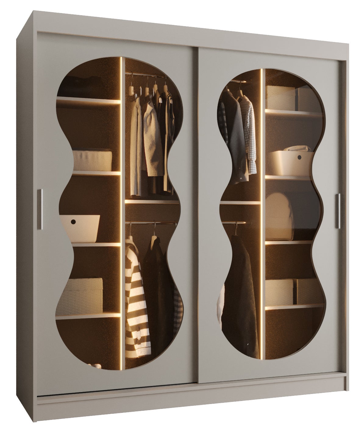 Szafa przesuwna garderoba BAHRAJN 3 180 x 62 x 200 cm Kaszmir + LED - Abiks Meble