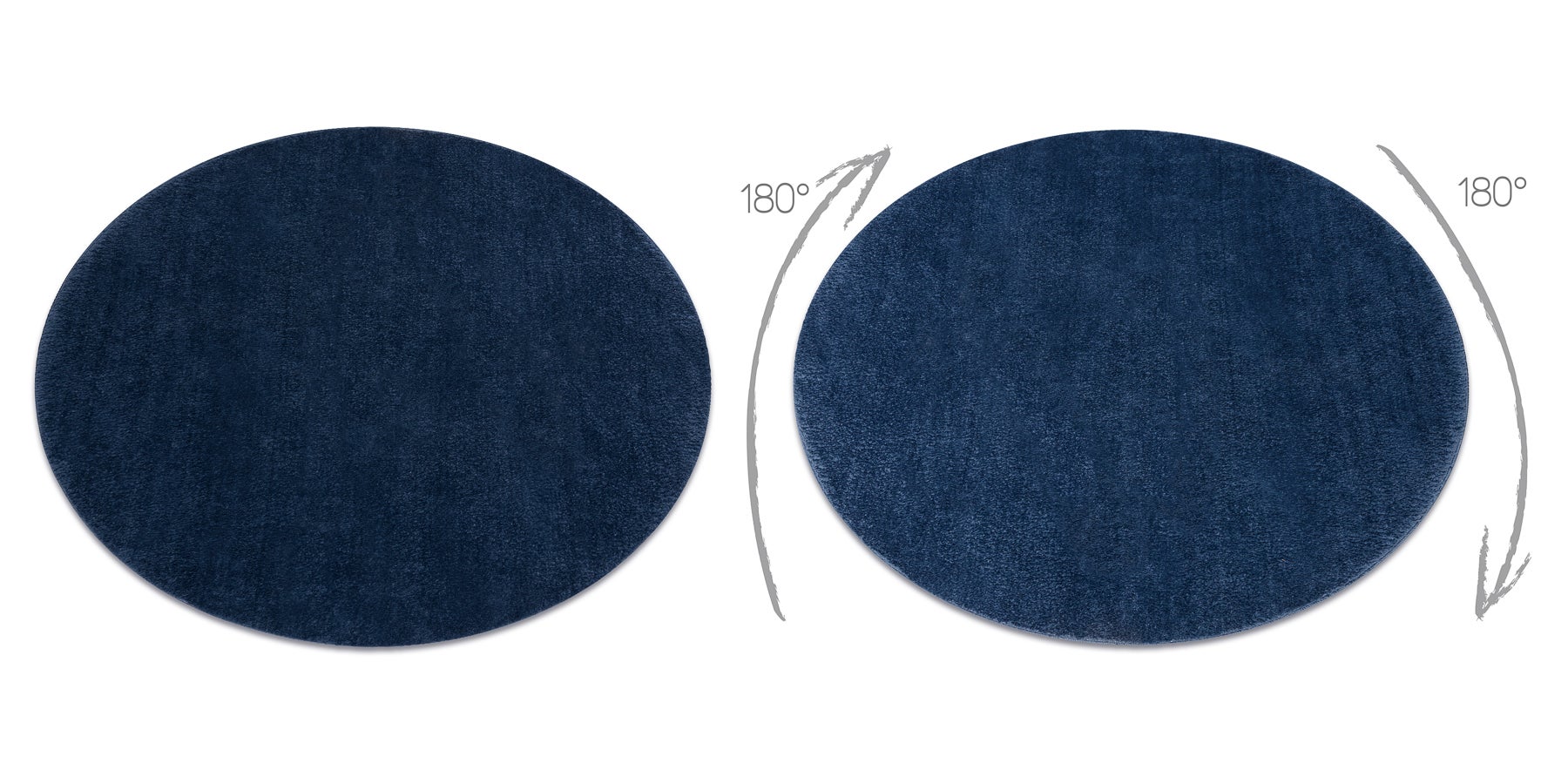 Tappeto da lavaggio moderno LINDO cerchio blu scuro, antiscivolo, a pelo lungo rotondo 100 cm - 2