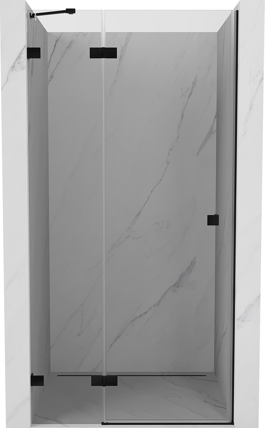 Mexen Lunar drzwi prysznicowe uchylne lewe 115 cm, transparent, czarne - 834-115-000-70-00-L