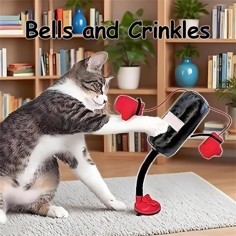 Saco de pancada interativo para gatos com ventosa, brinquedo de boxe para gatinhos. - 4
