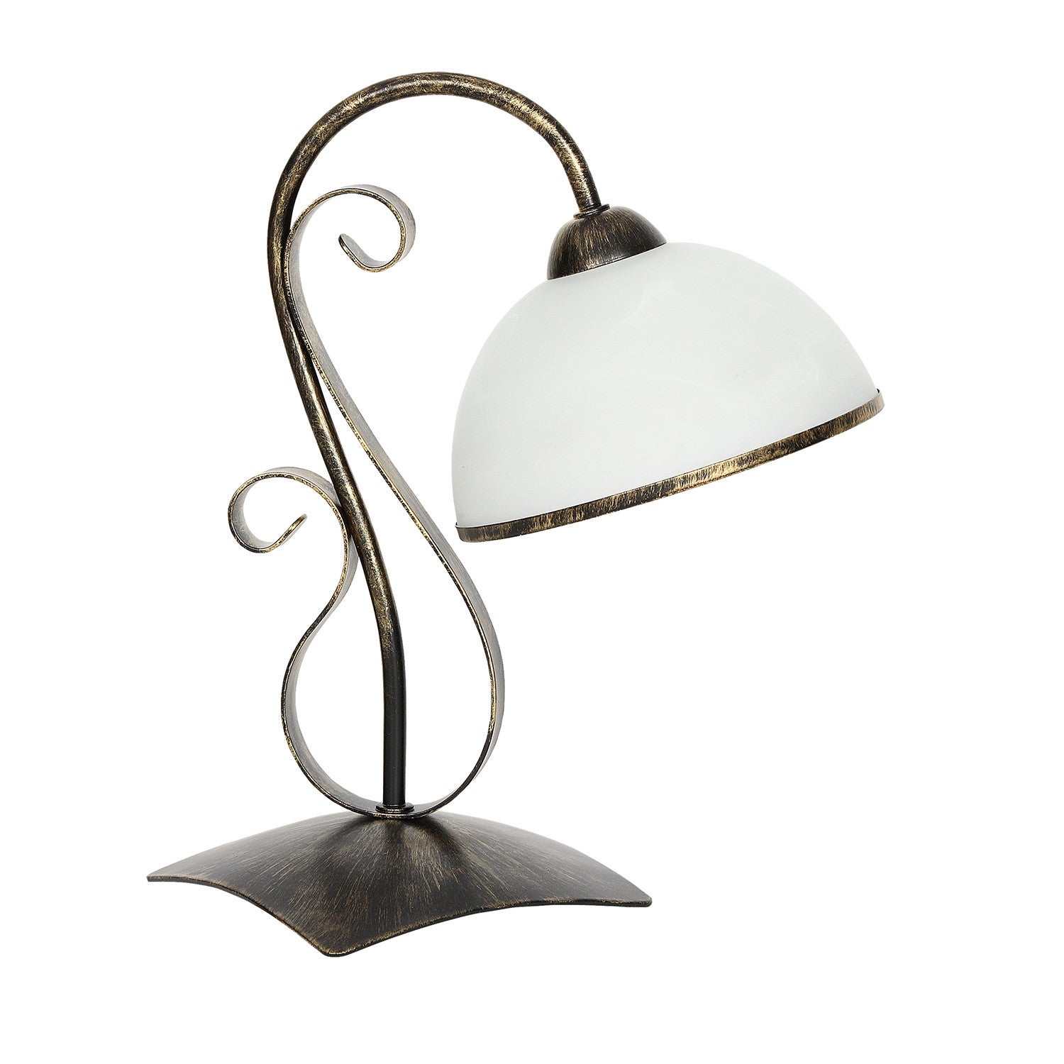 Lampa stołowa ozdobna złota patyna biały szklany klosz Antica 1xE27 15W Luminex