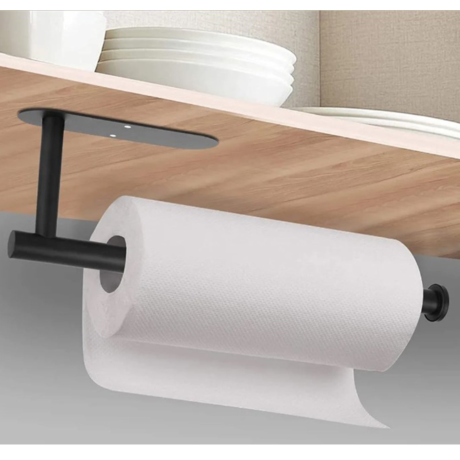 Stojak na ręczniki papierowe ze stali nierdzewnej oszczędzający miejsce dekoracyjny praktyczny wodoodporny wiszący domu owalną podstawą długi czarny