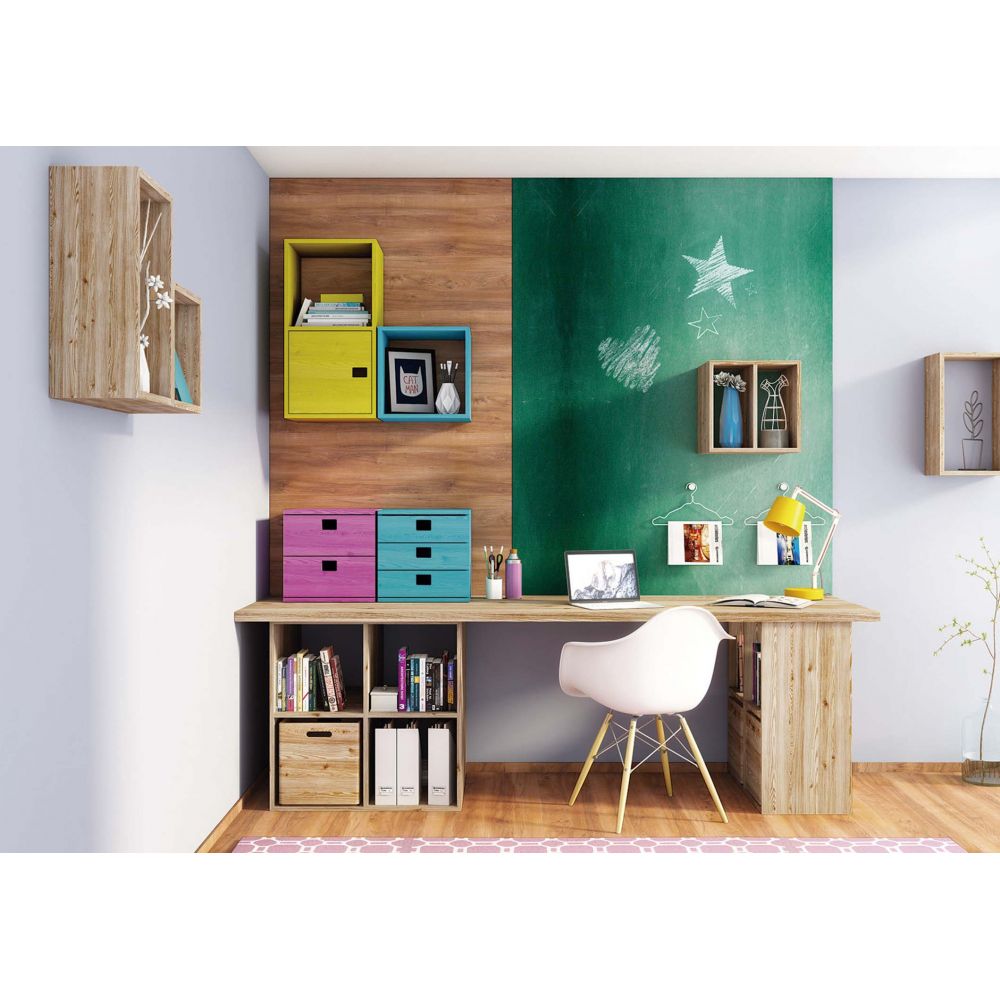 Cube de rangement en pin massif 36X33X36cm- - 2