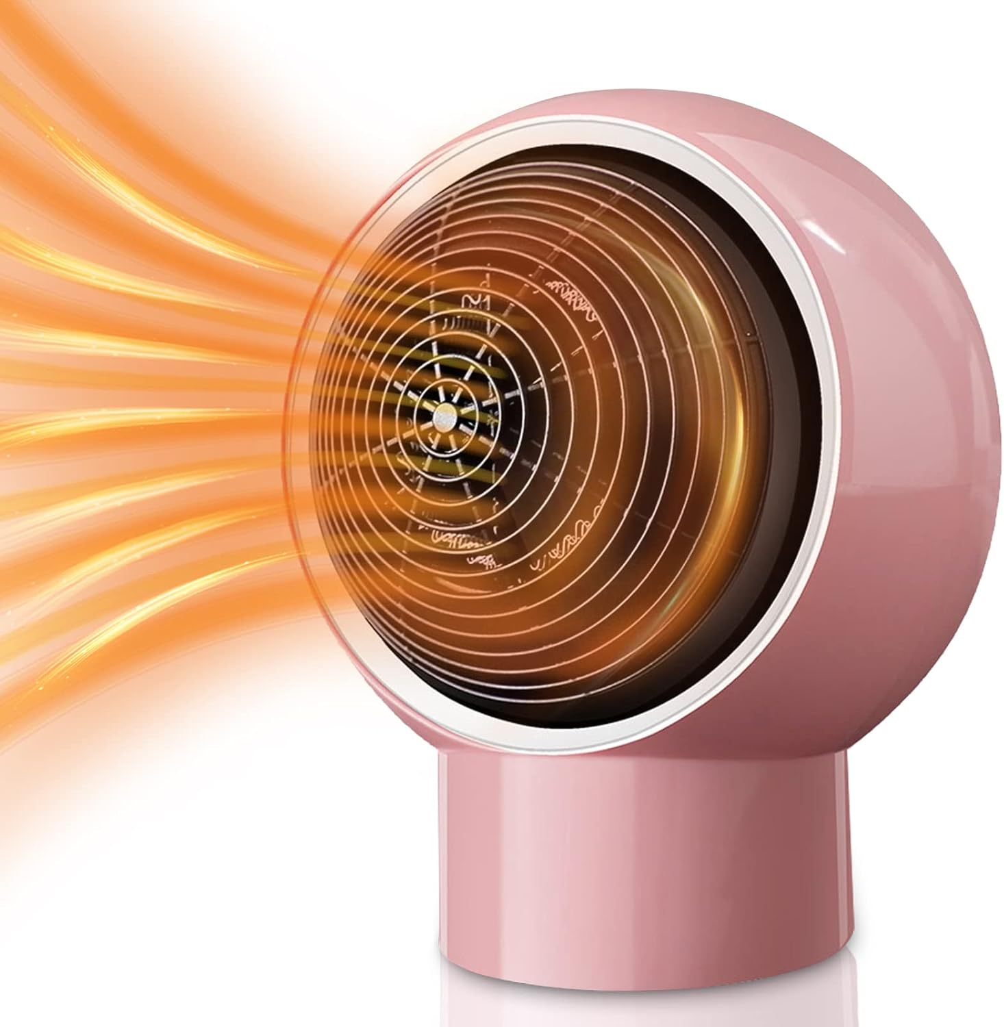 Miniaturowy, okrągły grzejnik etryczny o mocy 500 W, charakteryzujący się niskim zużyciem energii, zabezpieczeniem przed przegrzaniem i automatycz