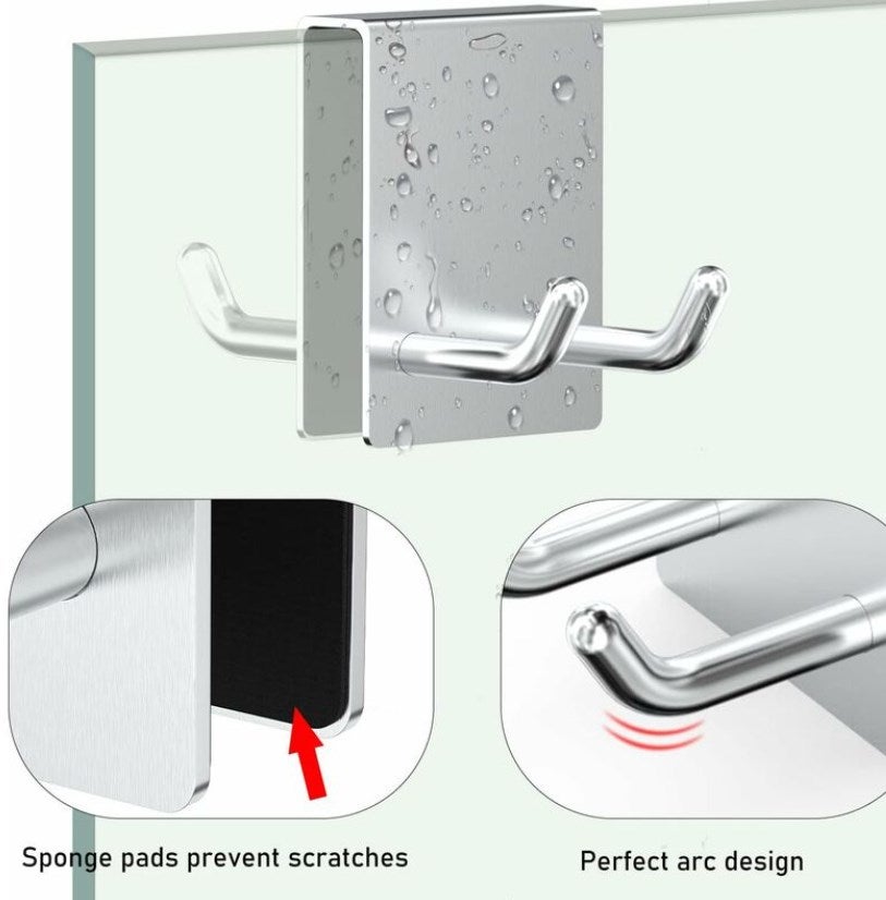 Ganci per doccia in acciaio inossidabile da 2 pezzi, ganci per porta del bagno senza foratura, ganci per asciugamani da bagno | Leroy Merlin
