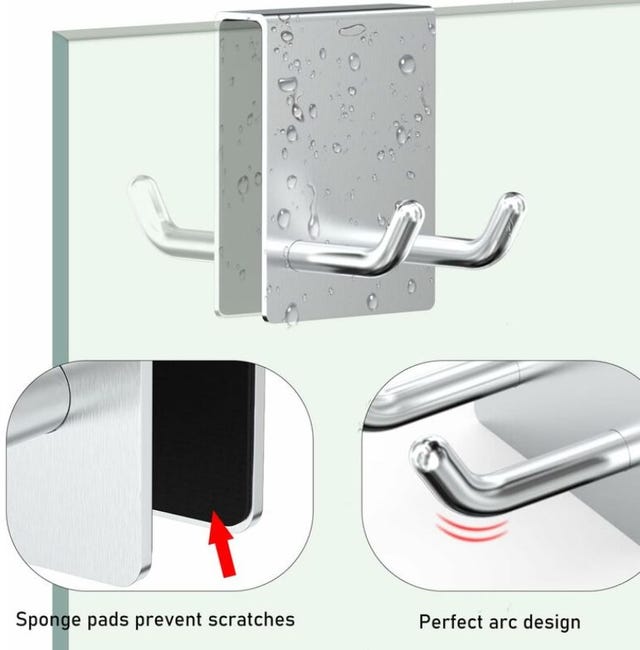 Ganci per doccia in acciaio inossidabile da 2 pezzi, ganci per porta del bagno senza foratura, ganci per asciugamani da bagno | Leroy Merlin Ganci per doccia in acciaio inossidabile da 2 pezzi, ganci per porta del bagno senza foratura, ganci per asciugamani da bagno | Leroy Merlin