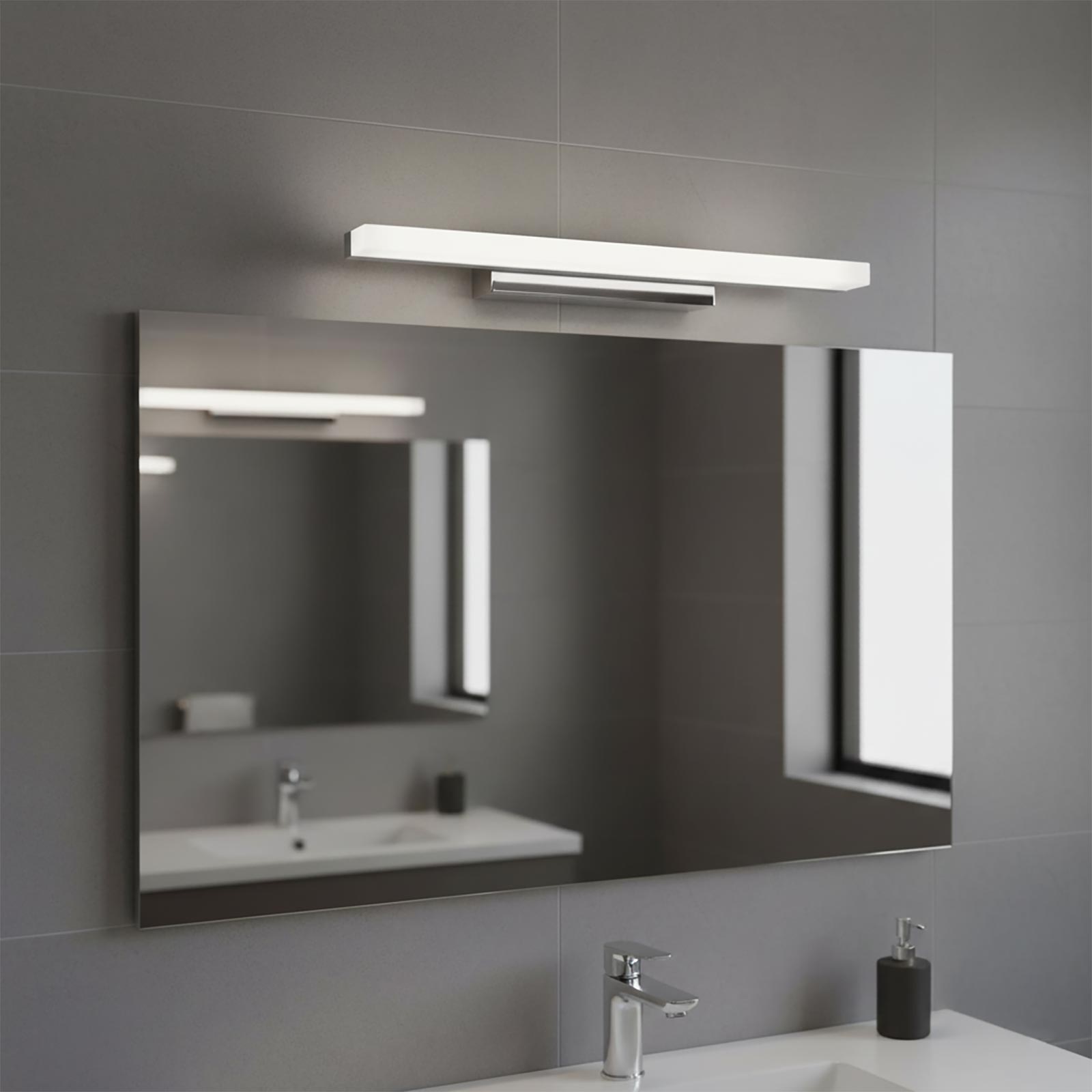 Applique murale LED 40 cm, blanc naturel 4000K, 9 W, chromée, IP44, style moderne, à placer au-dessus d'un meuble-lavabo (230 V). - 5