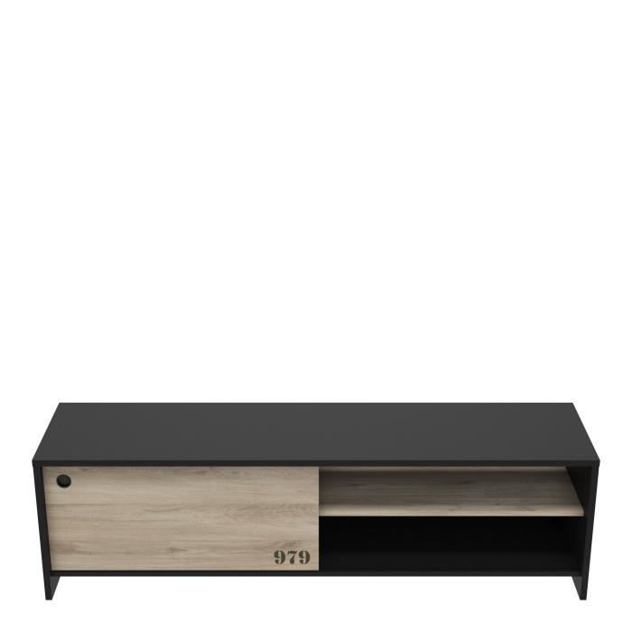 DEMEYERE Meuble TV 1 porte coulissante -Decor chene kronberg - L 151,3 x P 42,3 x H 42,7 cm - TOMY - 7