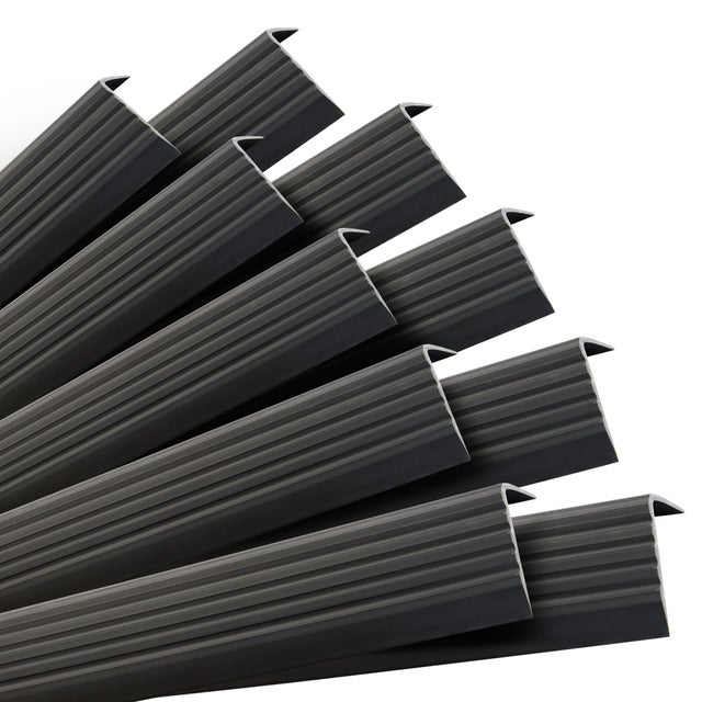 10x Nez de marche PVC 40x25 mm - autoadhesif, antiderapant, 100 cm, noir