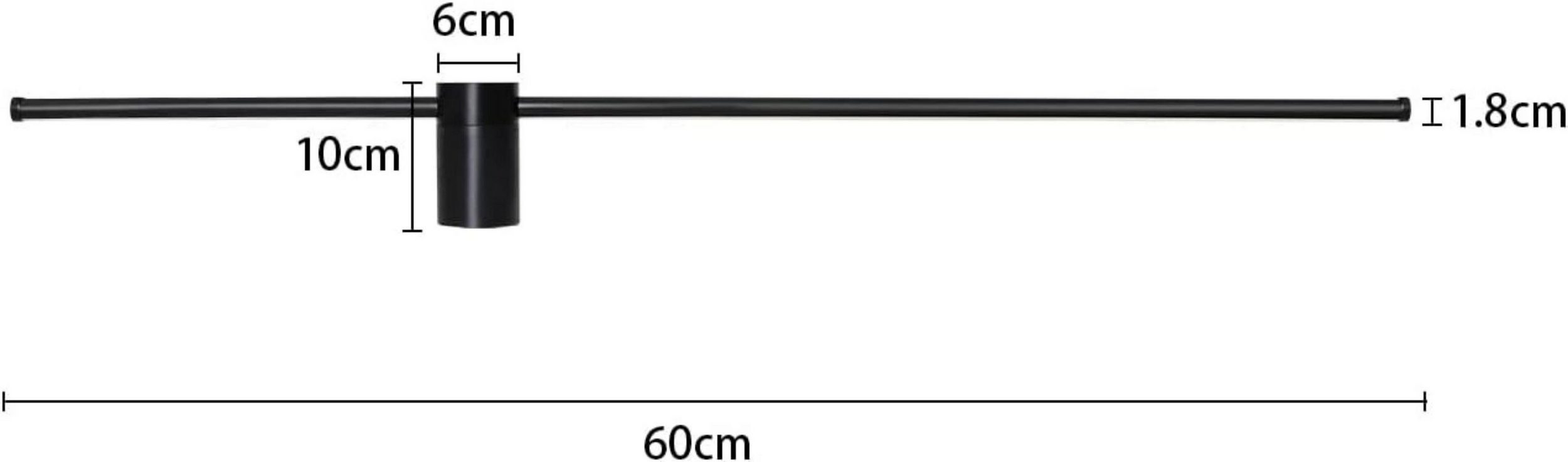 NETTLIFE 2 Czarna lampa ścienna LED do wnętrz 60CM 3000K Pośrednie nowoczesne oświetlenie ścienne 90° z regulacją - 6