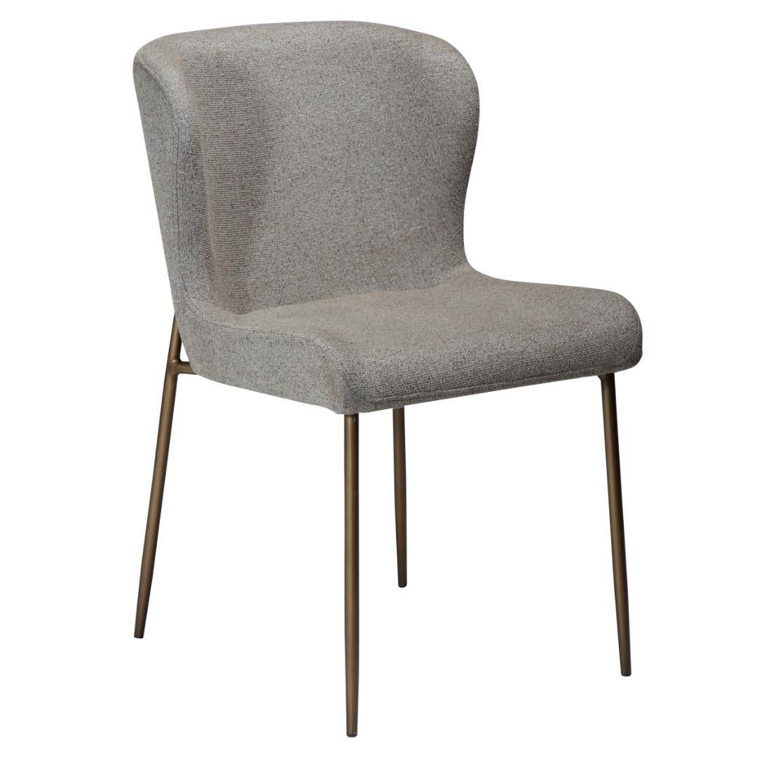 Glam Dan-Form krzesło stołowe bouclé jasnobrązowy.