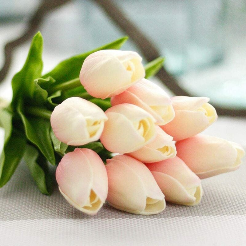 Tulipes artificielles en latex au toucher réaliste - Bouquet de mariage pour décoration de mariage, maison, jardin