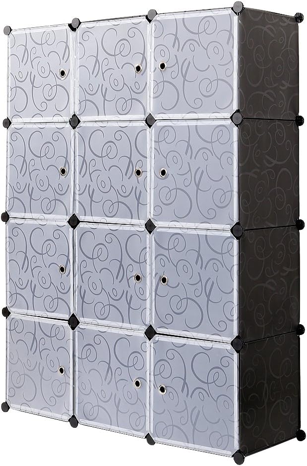 Armoire Modulaire DIY 12 Cubes Avec Penderie - Placard Rangement 45x105x140cm, Neuve