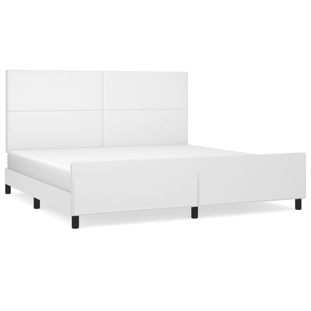 Maison Exclusive - Estrutura cama c/ cabeceira couro artificial 200x200 cm branco - 2