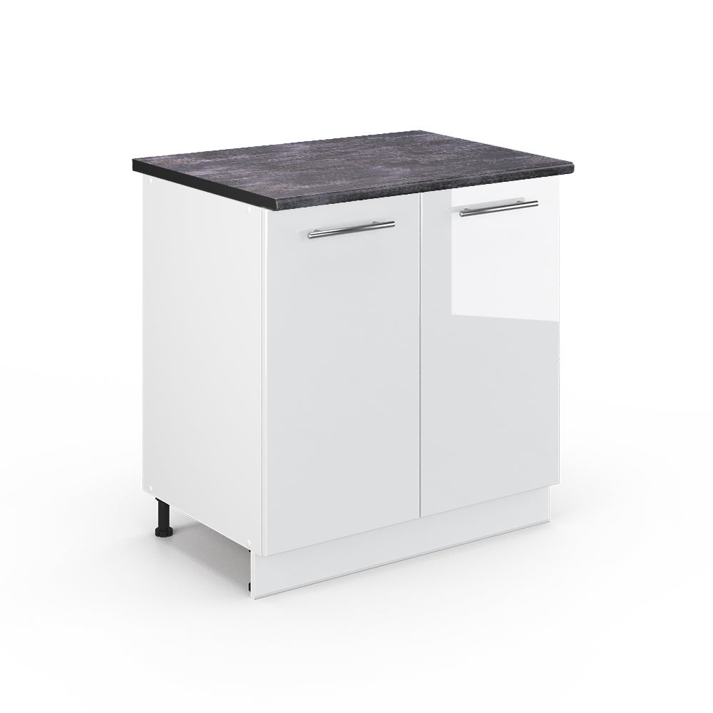Vicco Szafka pod zlew Fame-Line, Biały wysoki połysk, 80 cm z półką, BP Antracyt