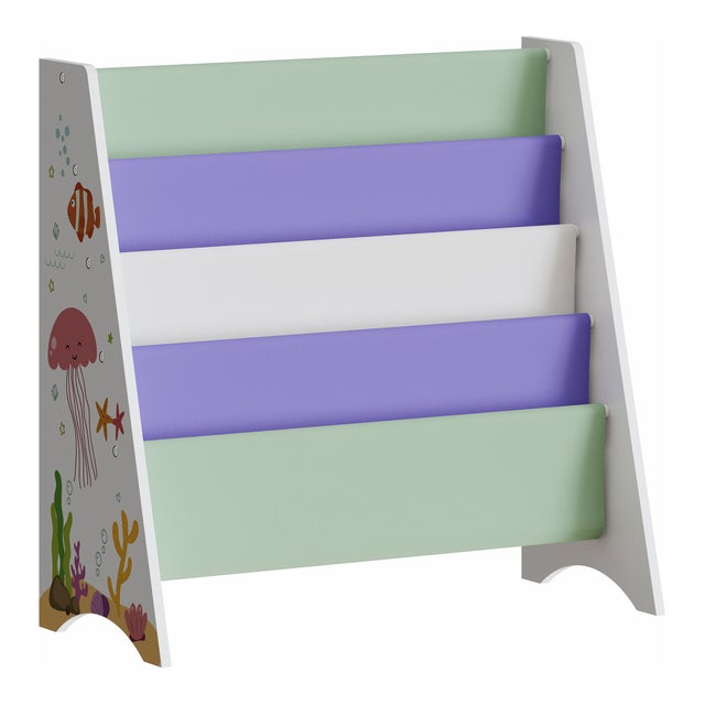Libreria Frontale Hornnes per Cameretta 60x62x28 cm Design Aqua Dream [en.casa]